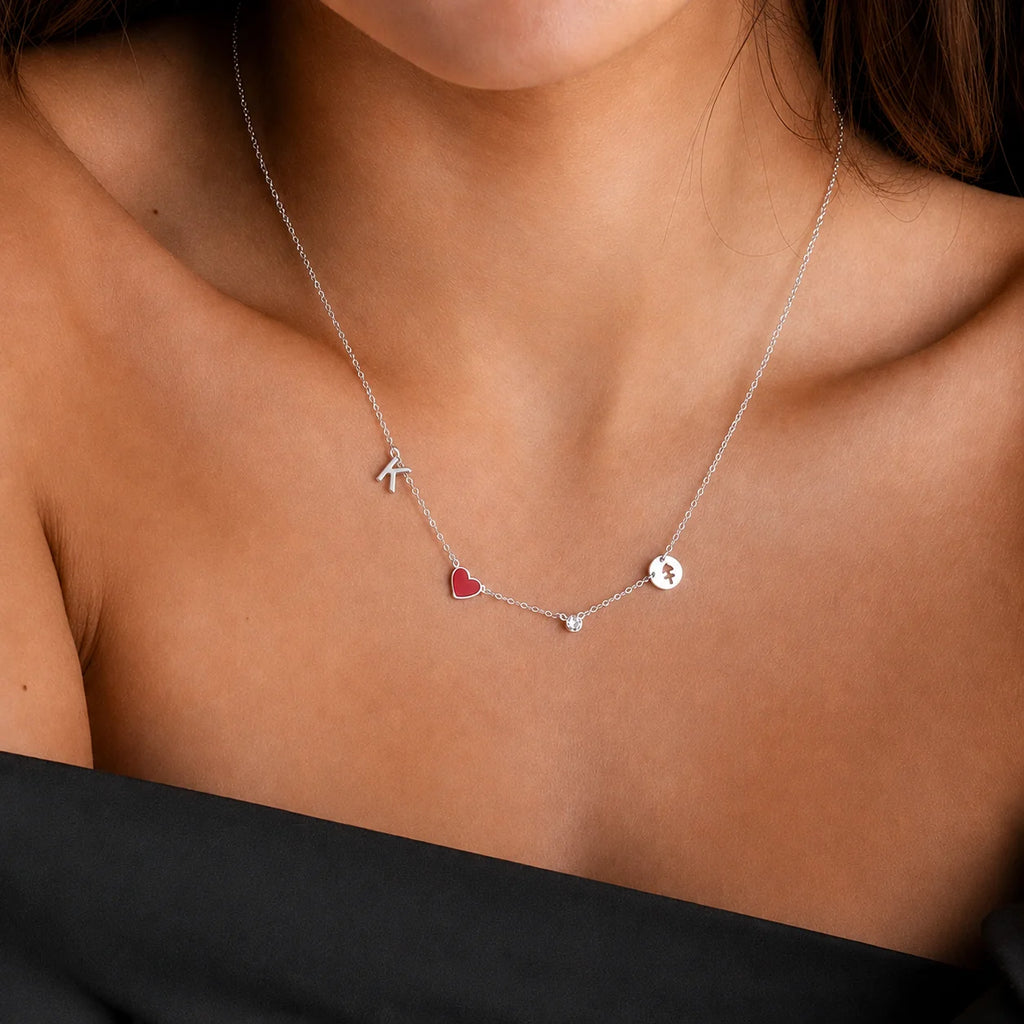 Collana con Iniziale a Forma di Cuore