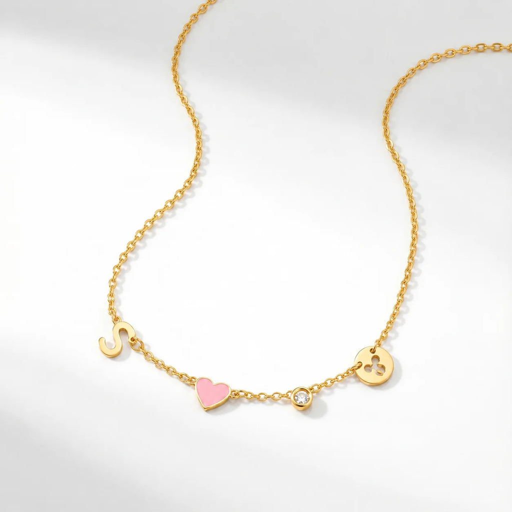 Collana con Iniziale a Forma di Cuore