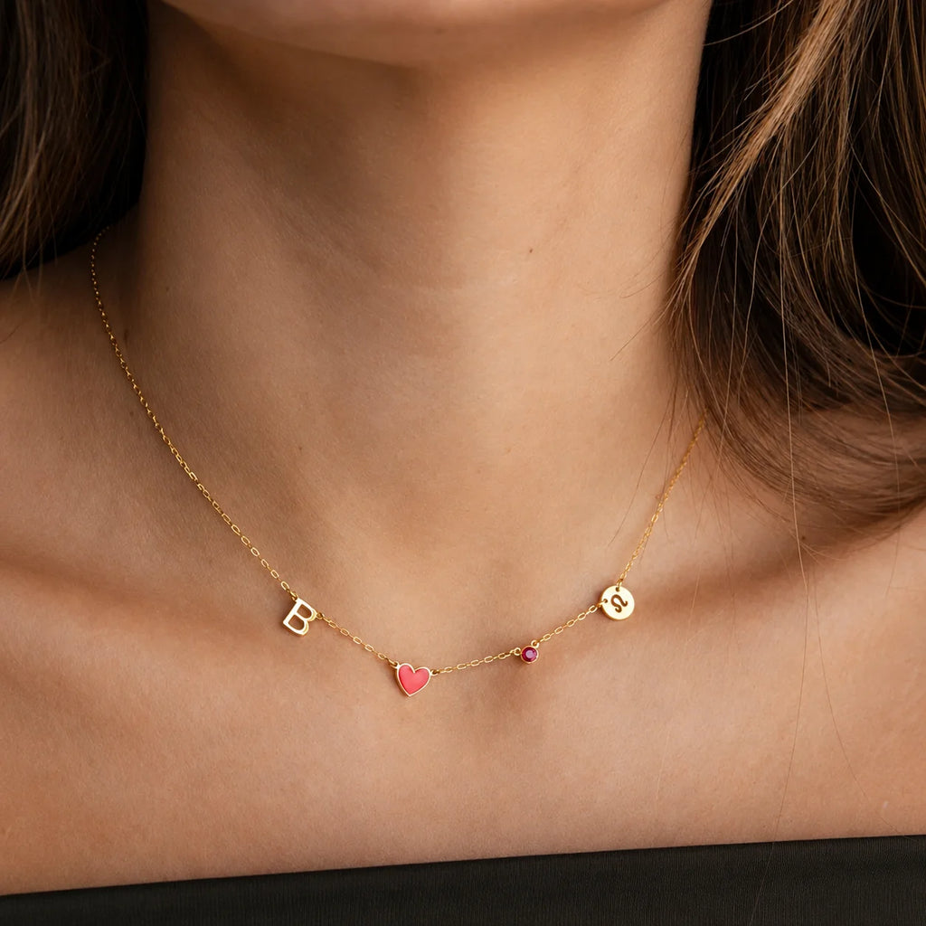 Collana con Iniziale a Forma di Cuore