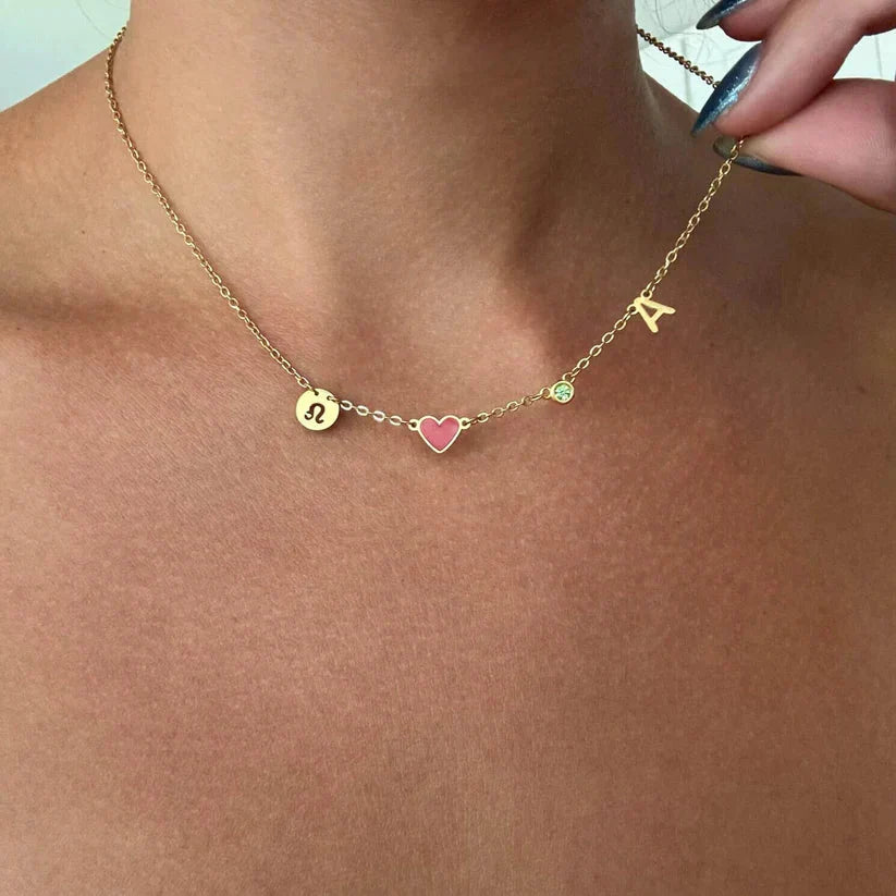 Collana con Iniziale a Forma di Cuore