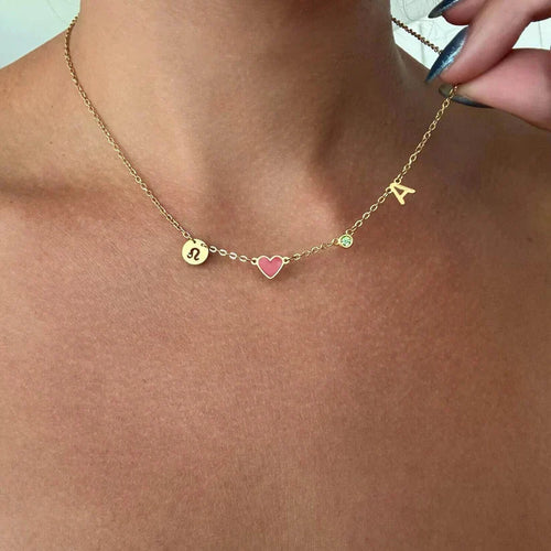 Collana con Iniziale a Forma di Cuore