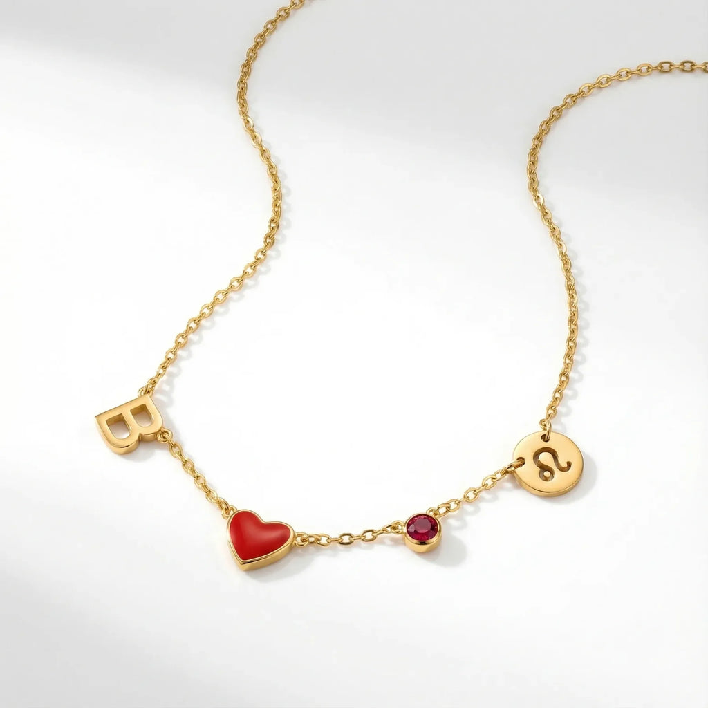 Collana con Iniziale a Forma di Cuore